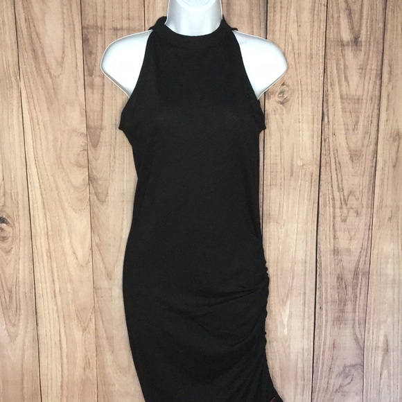 NWT n:Philanthropy Black Ruched Mock Neck Bodycon Peach Dress - Picture 4 of 13